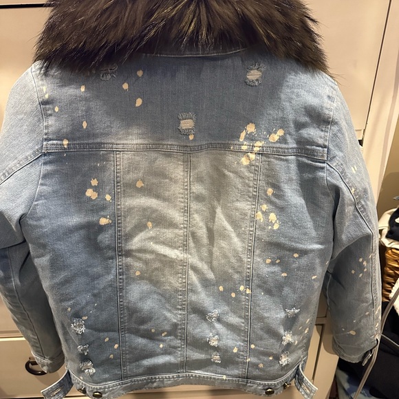 Daniella Erin NYC Fox Fur lined Fox Collar Denim Jacket NWOT - Picture 8 of 9